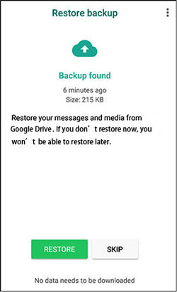 restore the whatsapp chat history to android phone