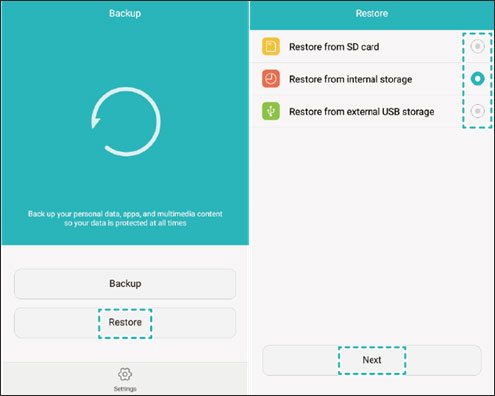 restore lost contacts from huawei local backup