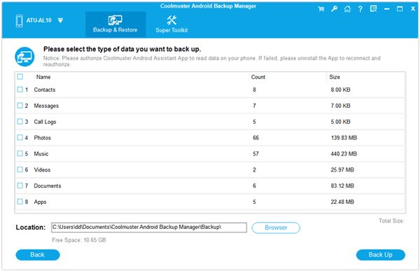 back up all data on android in 1 click