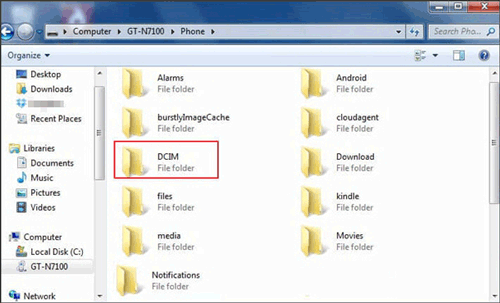 find dcim folder on the computer