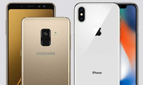 conception du samsung galaxy s9 contre l'iphone x