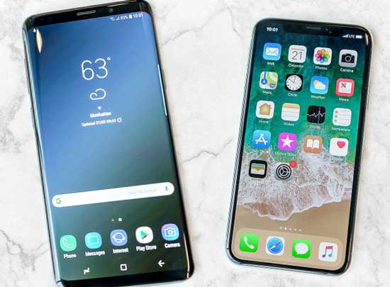 samsung galaxy s9 vs iphone x