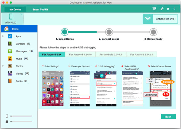 detect android phone via usb on mac