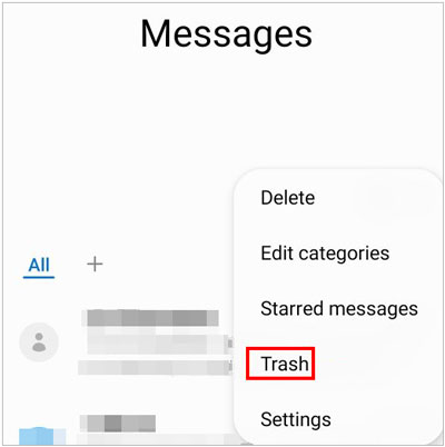 empty trash messages on samsung phone