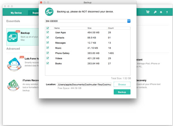 backup android phone to mac with one click