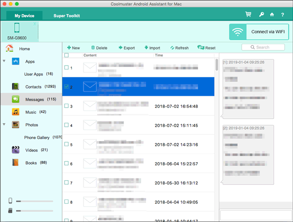 select and transfer data from samsung to mac