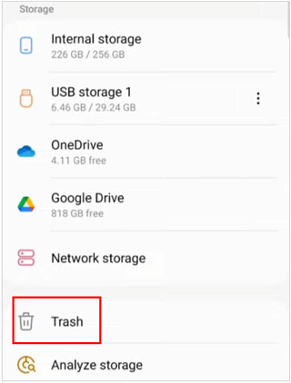 empty trash files on samsung