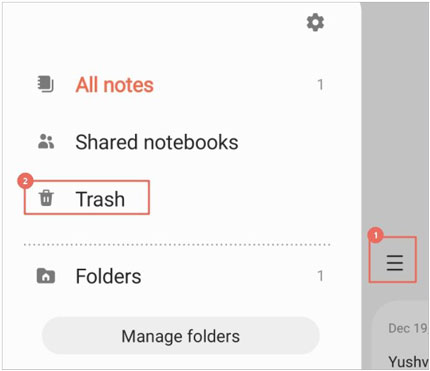 recover samsung notes without backup from the trash folder