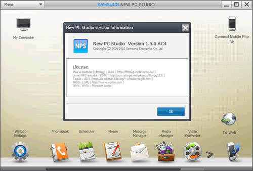 samsung pc suite manages files on the pc