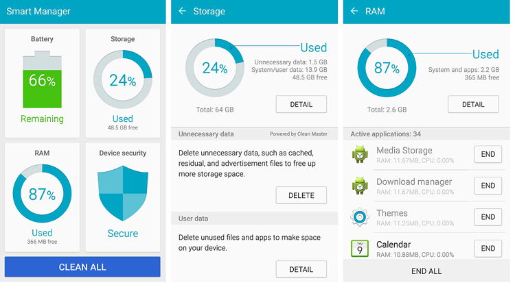 nettoyer l'appareil Samsung avec Samsung Smart Manager