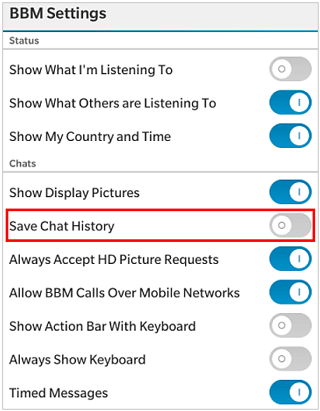 save chat history on bbm