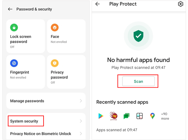 scan the harmful apps on android