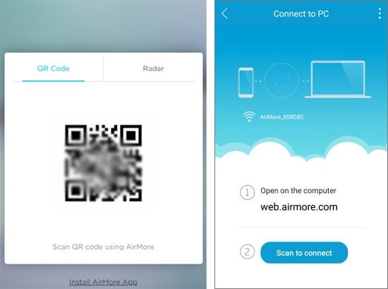 Verbinden Sie Ihr Android-Telefon drahtlos über Airmore mit dem Computer
