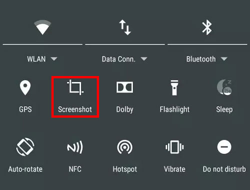use the screenshot feature on notification panel of motorola