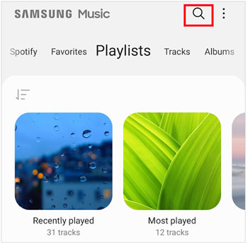 rechercher de la musique sur l'application Samsung Music