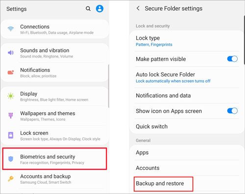 recover deleted photos from secure folder on samsung settings app