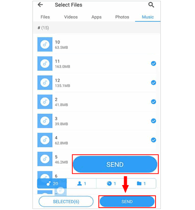 select and send files from motorola to motorola via shareit