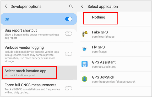 turn off mock location on android device