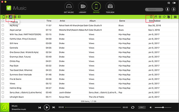 imusic を使用して Mac から Android に音楽を選択して転送する