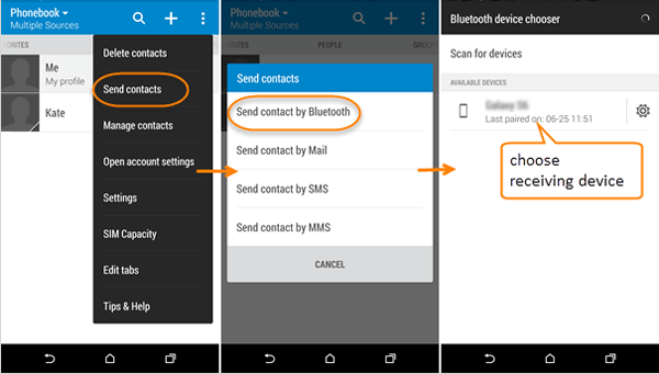 Bluetooth経由でサムスンからサムスンに連絡先を転送する方法