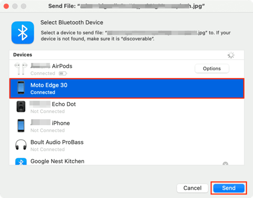 fichiers Bluetooth de Mac à Android