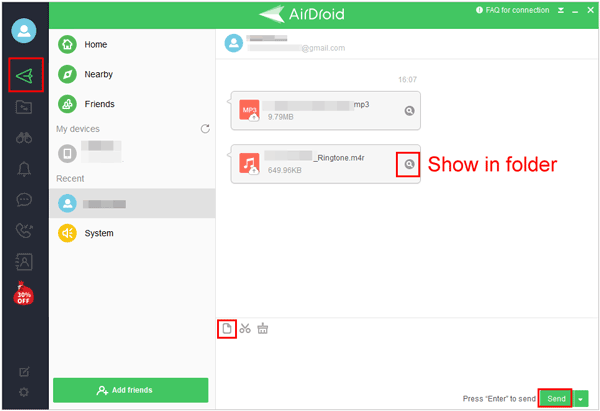 send files from laptop to android with airdroid