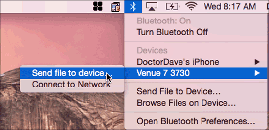 envoyer de la musique avec Bluetooth sur Mac