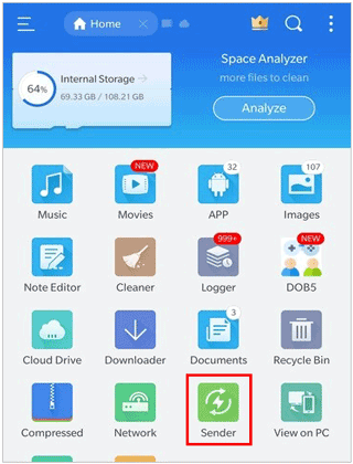 send data from old phone to new phone via es file explorer