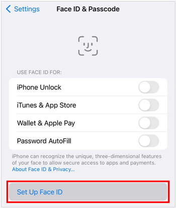 set up face id on new iphone