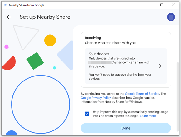 set up nearby share on windows