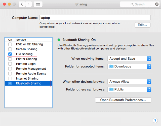 set up sharing on mac