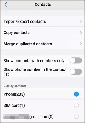 envoyer des contacts de Samsung vers Vivo via une carte SIM