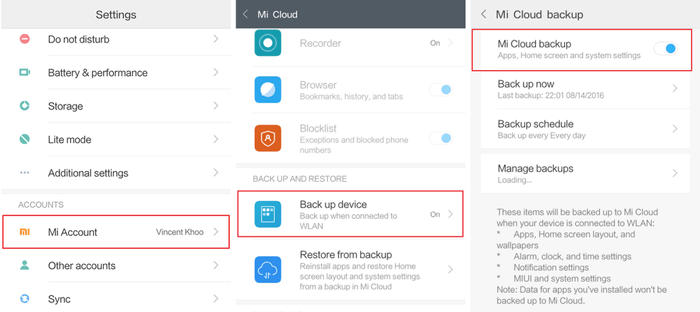 restaurer des fichiers xiaomi avec mi cloud