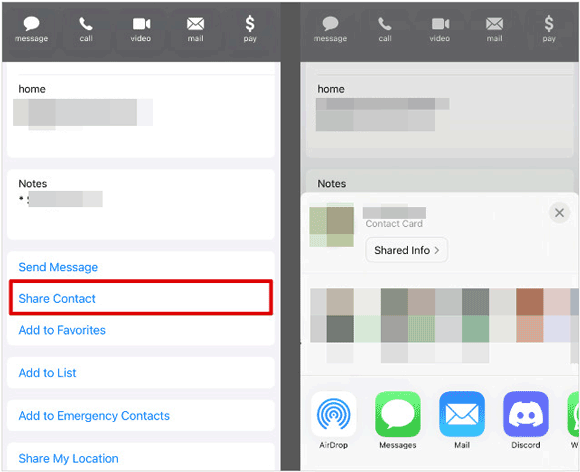 share iphone contacts with email