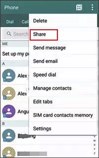 share android contacts to iphone via email