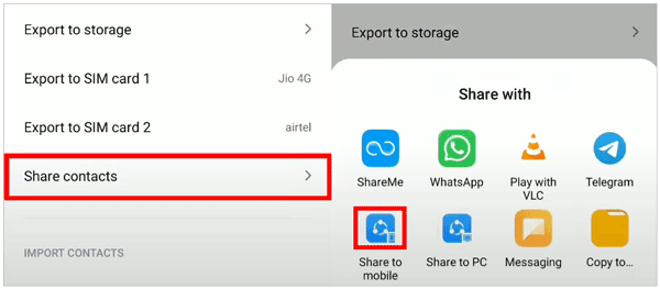 copy my phone numbers to a new phone with shareit