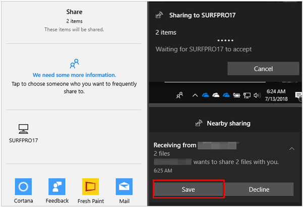 send files wirelessly with nearby sharing on pc