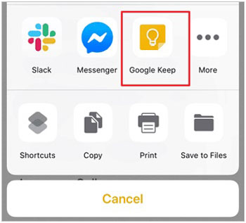 通过 google keep 将 iPhone 笔记分享到 Android