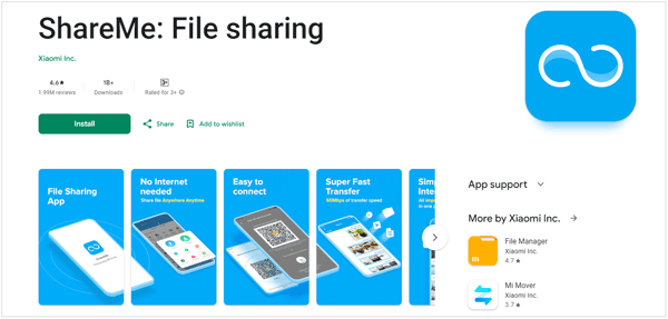 application de transfert de fichiers shareme