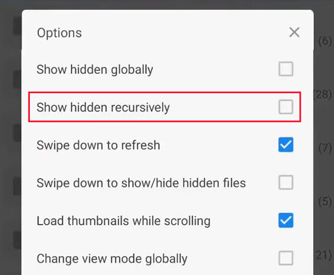 find hidden android files using mixplorer