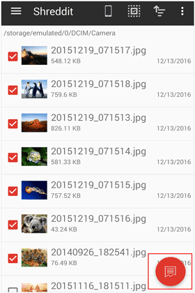 use shreddit to remove pictures from android forever