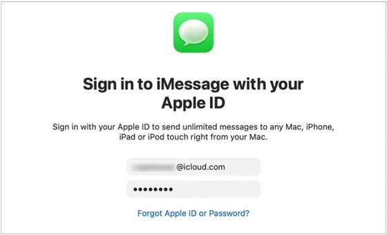 connectez-vous à votre identifiant Apple pour synchroniser les messages de votre iPhone avec un ordinateur Mac