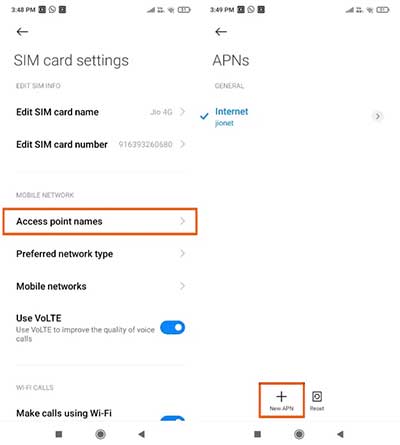 manually enter your network apn settings