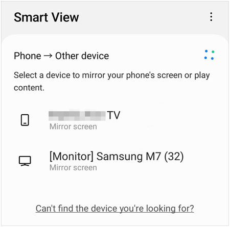samsung screen mirroring via smart view