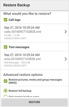 retrieve text messages with sms backup and restore