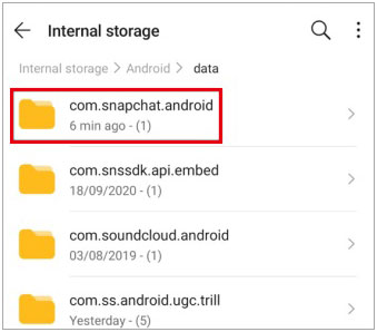 restaurer les anciens messages Snapchat à l'aide du gestionnaire de fichiers Android