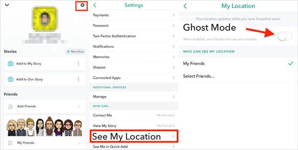 turn off ghost mode on snapchat to repair the wrong location