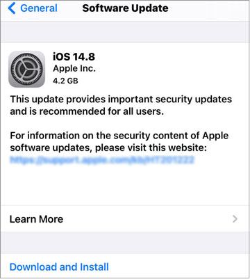update ios on iphone if it takes too long to transfer data