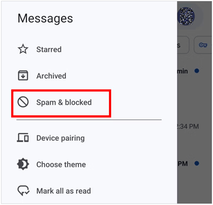 récupérer les messages bloqués sur Android à l'aide de Google Messages