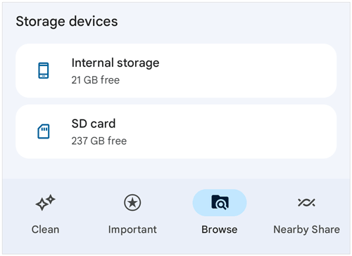 use files by google to move music from a phone to an sd card